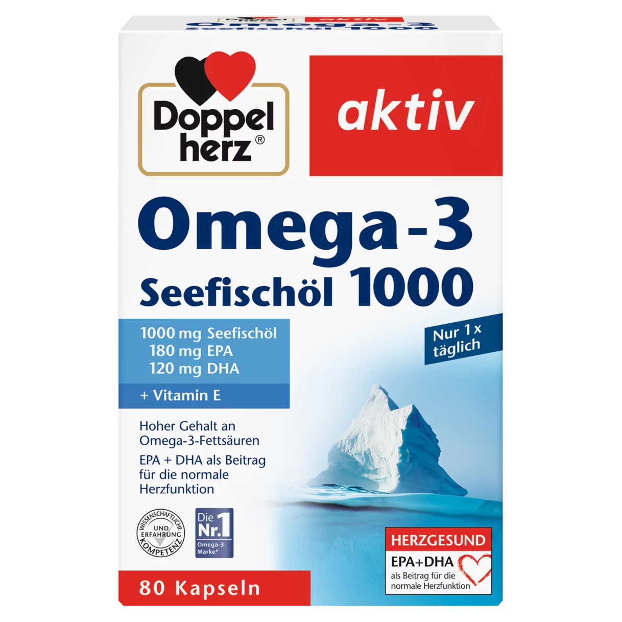 Abbildung der Produktverpackung Doppelherz aktiv Omega-3 Seefischöl 1000 Frontansicht